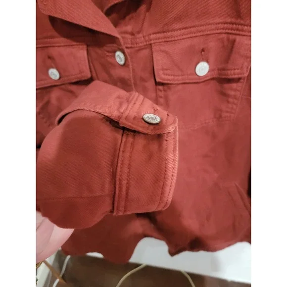Torrid Jacket 3 3X Brick Red Rust Cotton Twill Button Front Trucker Plus Size - Picture 5 of 10